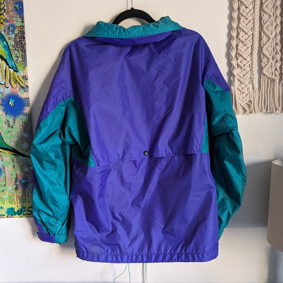 Vtg 90s Columbia Sportswear Omni Tech Windbreaker Jacket Purple Teal Mens S - Picture 4 of 15